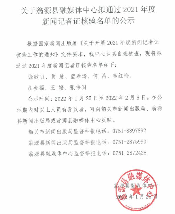 关于翁源县融媒体中心拟通过2021年度新闻记者证核验名单的公示.jpg