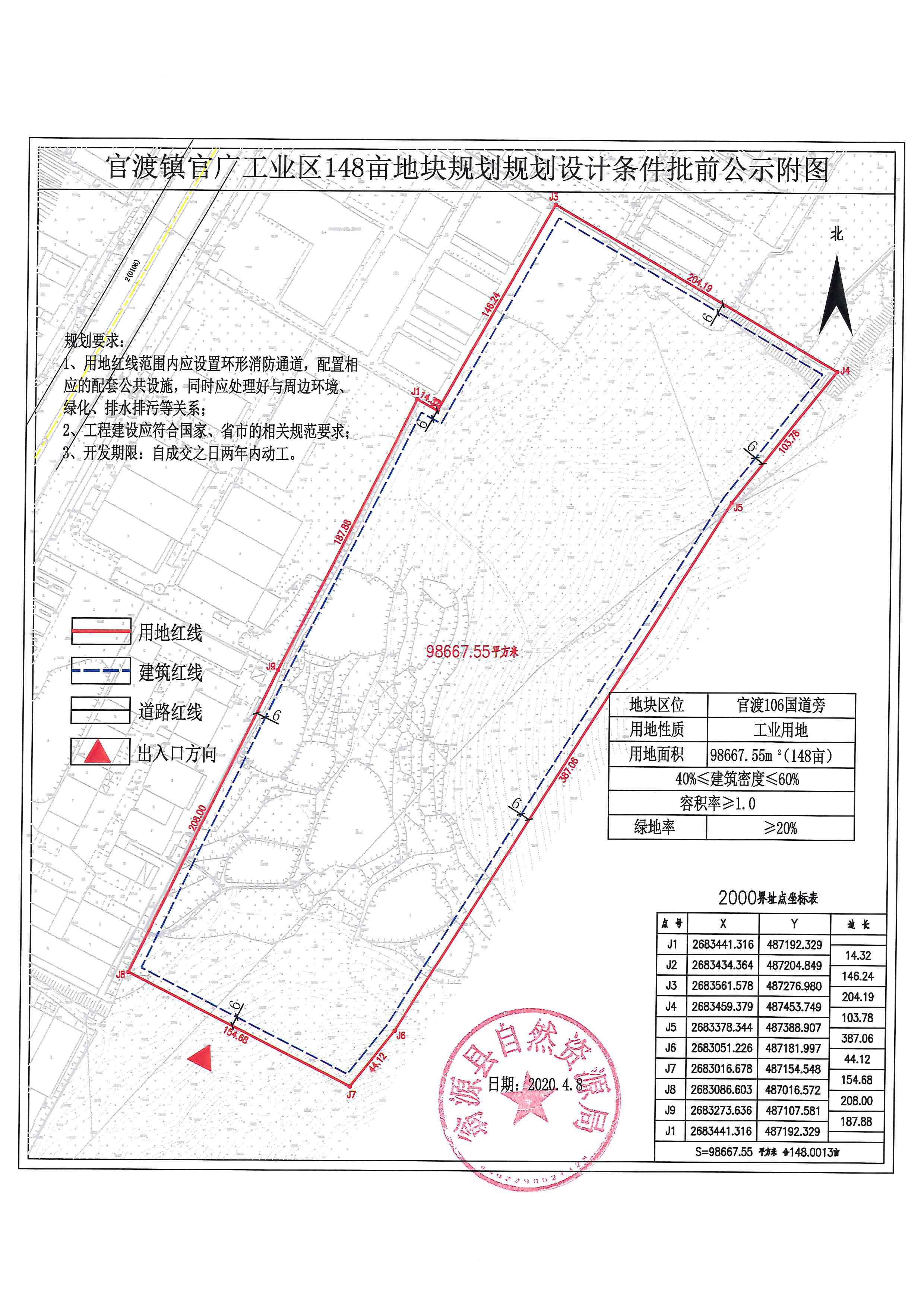 官渡镇官广工业园148亩地块规划设计条件批前公示