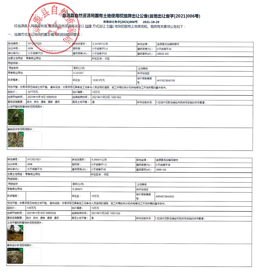翁源县自然资源局国有土地使用权挂牌出让公告（翁地出让告字[2021]006号）_页面_1.jpg